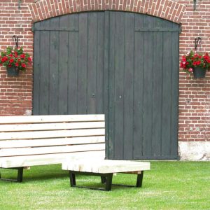 Douglas balken loungebank met salontafel met stalen onderstel