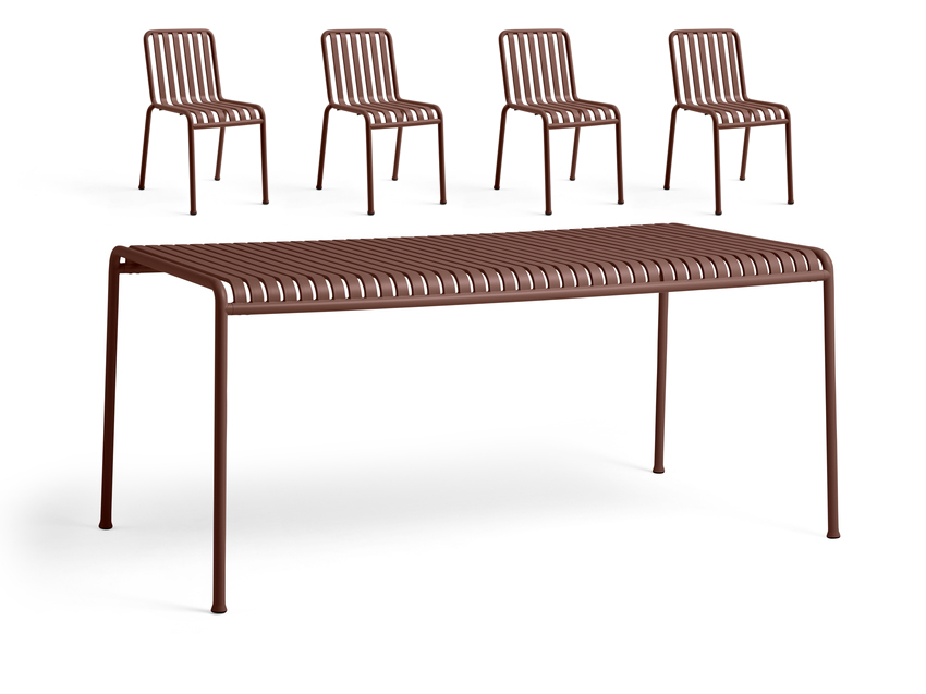 HAY Palissade Table + 4x Chair set Iron red