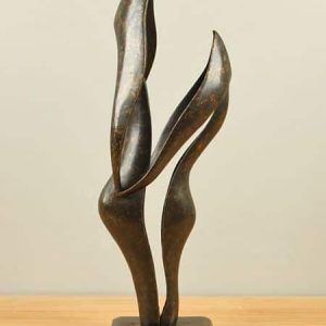 Skulptur für drinnen oder draußen – Bronze – Abstraktes Duo – 45x16x14 cm
