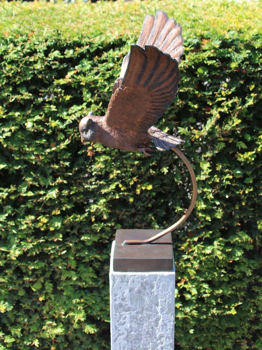 Skulptur für drinnen oder draußen – Bronze – Eule – 55x48x28 cm - Afbeelding 3
