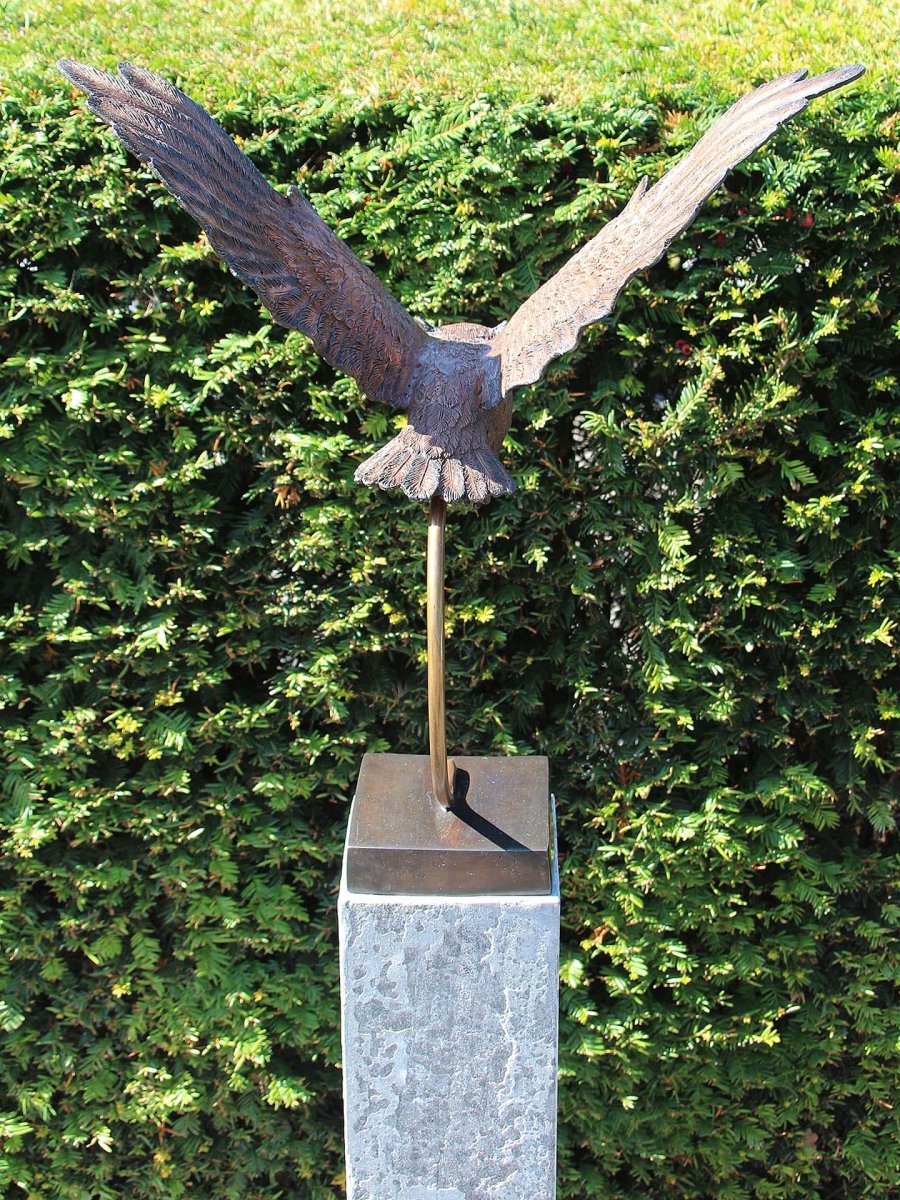 Skulptur für drinnen oder draußen – Bronze – Eule – 55x48x28 cm - Afbeelding 4