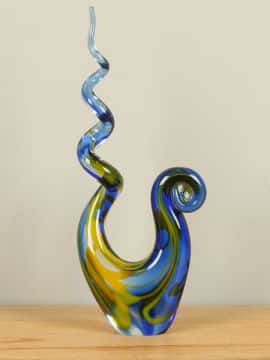 Glassculptuur – Blauw – Glas – Object geel/blauw, 39 cm, A36 – 39x16x7 cm - Afbeelding 6