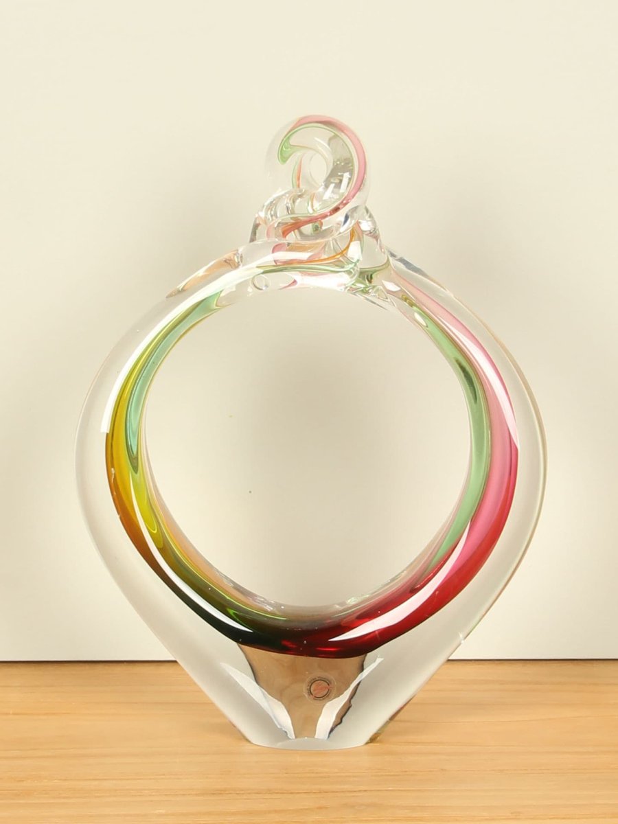 Glassculptuur – Multicolor – Glas – Glazen ring kleurrijk – 30x23x5 cm