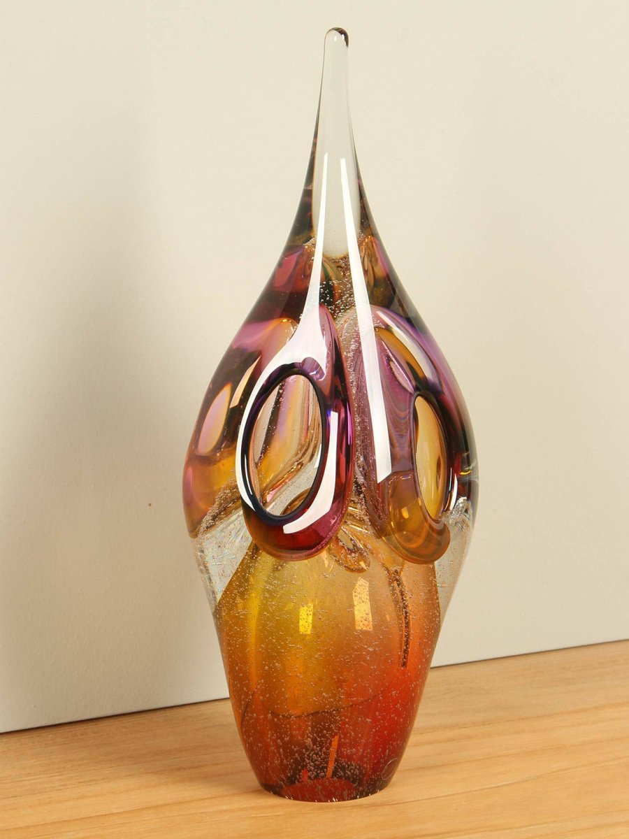 Glassculptuur – Multicolor – Glas – Obelisk bruin/roze/geel, 30 cm - Afbeelding 4