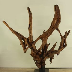 Houtsculptuur – Bruin – Teakhout – Wortelhout Teak 7 GJ – 180×180 cm