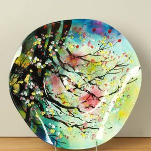Schaal – Multicolor – Glas – Bloesem Ø48