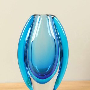 Vase – Blue – Glass – Oval blue – 23x14x5 cm