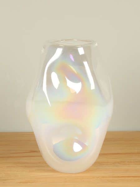 Vase – White – Glass – Mother-of-pearl 28 cm - Afbeelding 4
